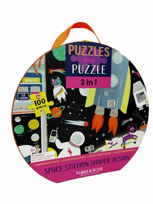 100 pezzi dei bambini in età prescolare del puzzle di carta a forma di 3 del gigante in 1 stazione spaziale a 18*18.5 pollici