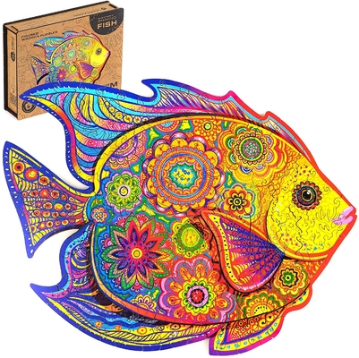 Puzzle di legno animali magici amichevoli di Eco che splendono pesce