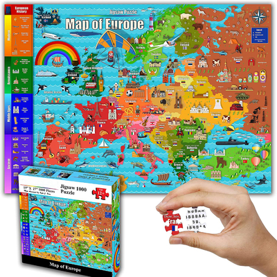 Mappa di Europa di colore un puzzle di carta di 1000 pezzi per le famiglie degli adulti degli anni dell'adolescenza dei bambini 12+