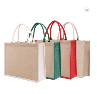 OEM Linen Printed Jute Bags Beach Cartoon Shopping Cotton Small Reusable